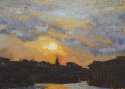 Sunset next to the Arno